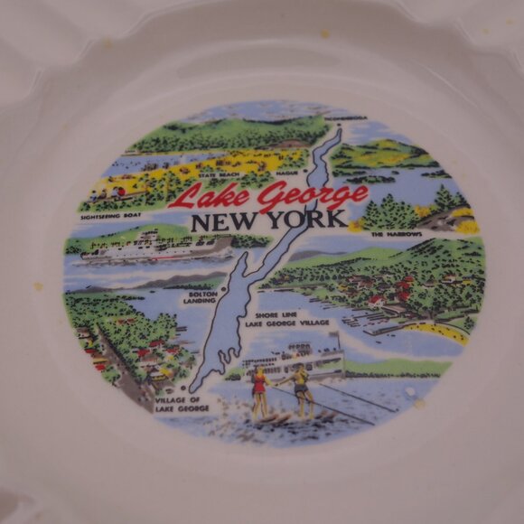 Lake George New York Ceramic Square Ash Tray - Picture 3 of 13
